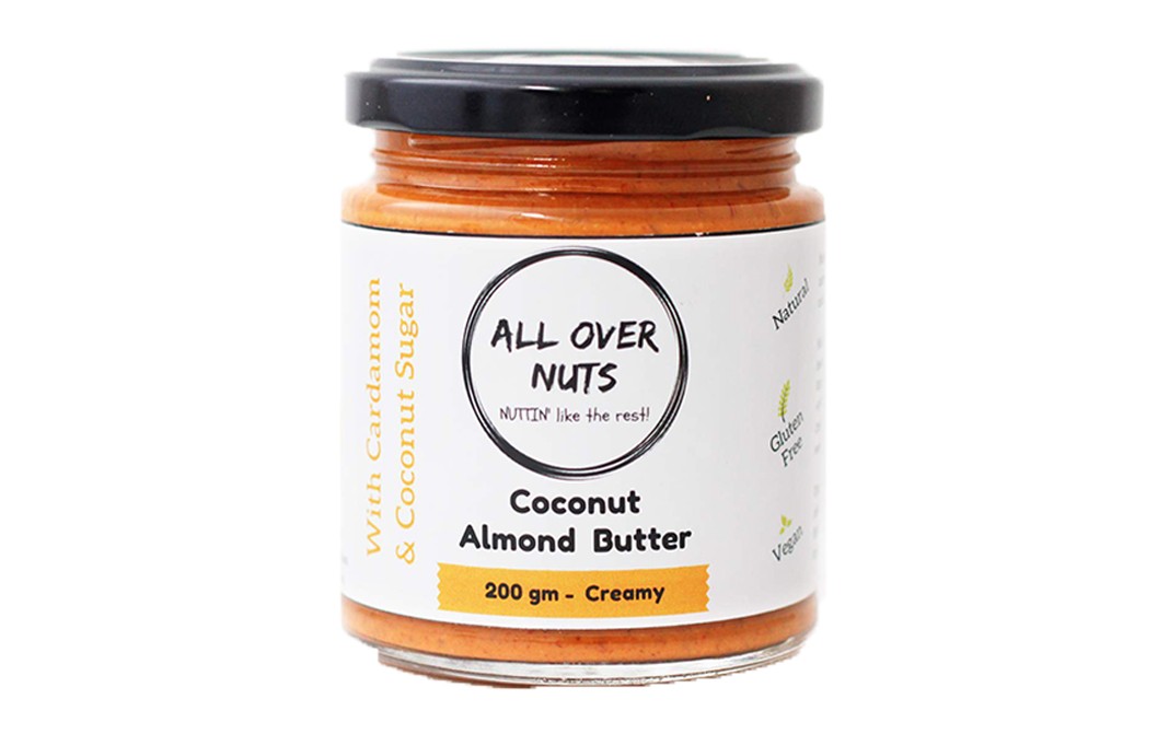 All Over Nuts Coconut Almond Butter Creamy  Glass Jar  200 grams